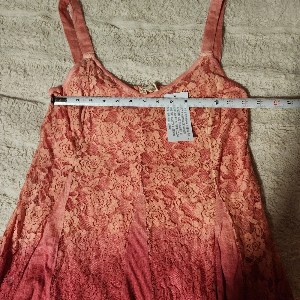 Indigo Thread Co Maxi Slip Dress Sz S NWT Peach/Burgandy Ombre Floral Lace Boho - Picture 4 of 7